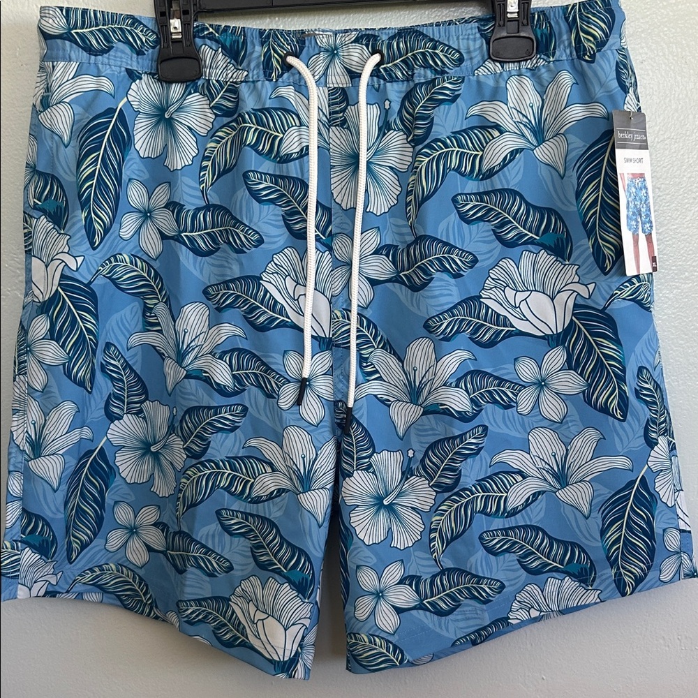Tropical Blue Floral Men's Board Shorts